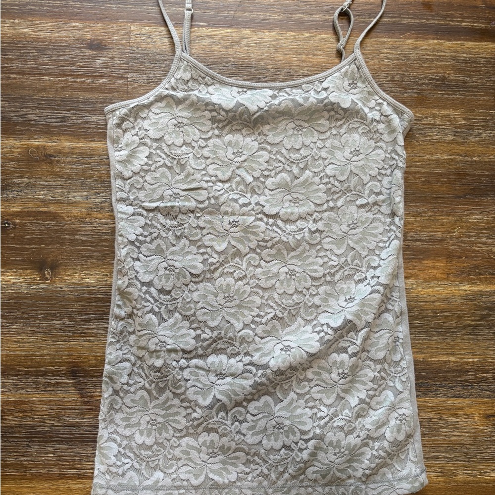 Floral Lace Tank Top in Grey